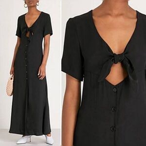 Staud Black Maya Tie Front Maxi Dress size 2